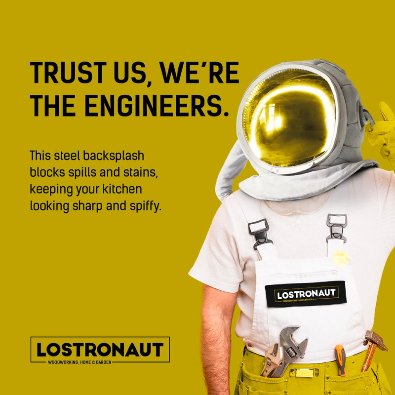 Lostronaut Stainless Steel Backsplash for Kitchen Wall - 24" x 30" Oven Spatter Shield with Pre-Drilled Holes - Mounting Screws & Microfiber Towel - Quick Install Splash Plate Stain Guard for Stove - Image 2